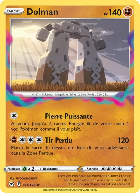 Carte Pokémon Dolman 111/196, extension Origine Perdue