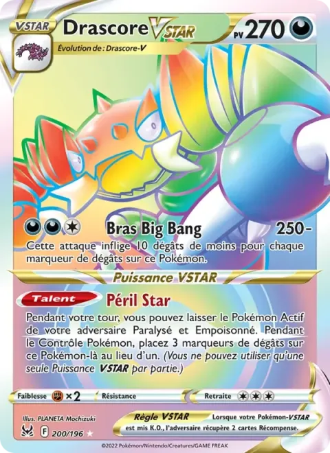 Carte Pokémon Drascore VSTAR 200/196, extension Origine Perdue