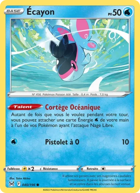 Carte Pokémon Écayon 040/196, extension Origine Perdue
