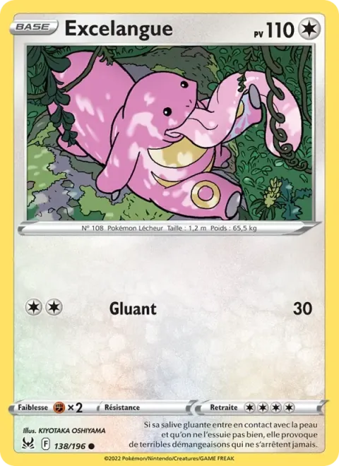 Carte Pokémon Excelangue 138/196, extension Origine Perdue