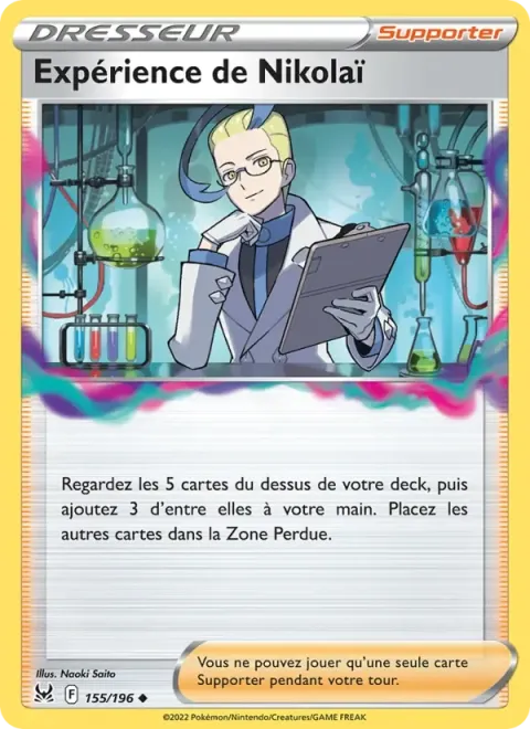 Carte Pokémon Expérience de Nikolaï 155/196, extension Origine Perdue