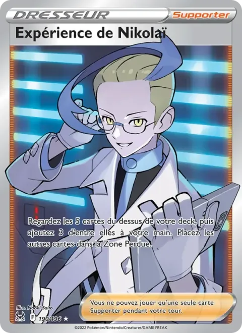 Carte Pokémon Expérience de Nikolaï 190/196, extension Origine Perdue