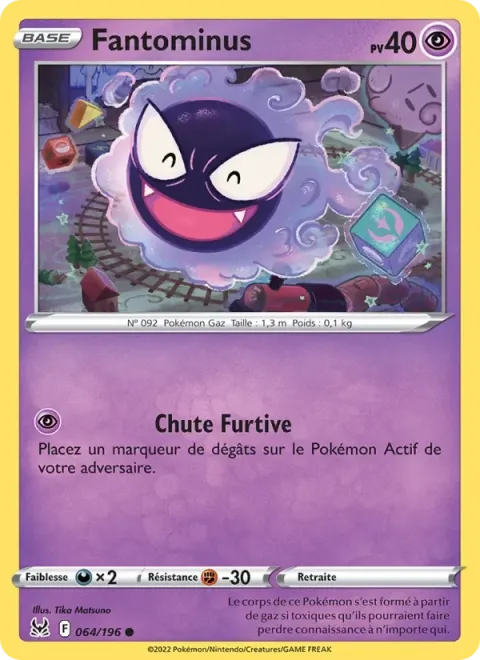 Carte Pokémon Fantominus 064/196, extension Origine Perdue