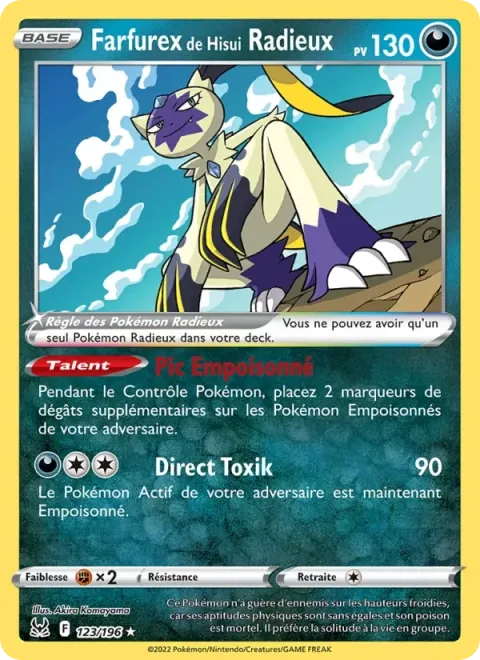 Carte Pokémon Farfurex de Hisui Radieux 123/196, extension Origine Perdue