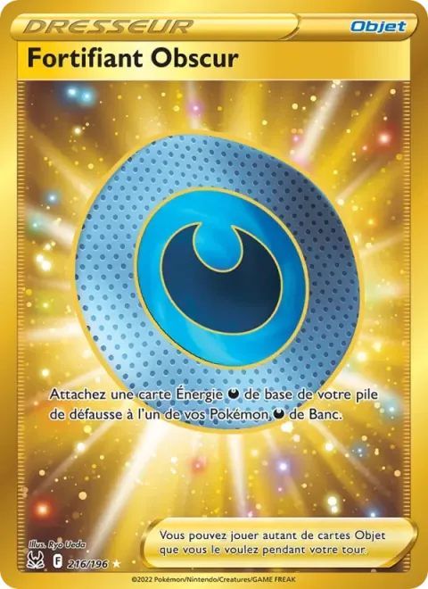 Carte Pokémon Fortifiant Obscur 216/196, extension Origine Perdue