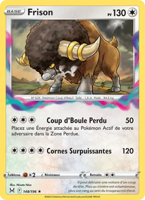 Carte Pokémon Frison 148/196, extension Origine Perdue