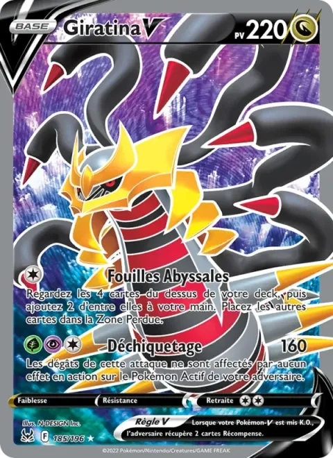 Carte Pokémon Giratina V 185/196, extension Origine Perdue