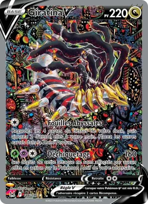 Carte Pokémon Giratina V 186/196, extension Origine Perdue