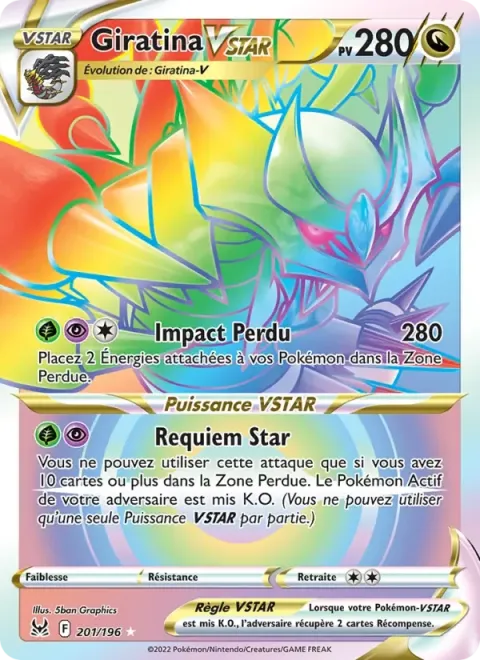 Carte Pokémon Giratina VSTAR 201/196, extension Origine Perdue