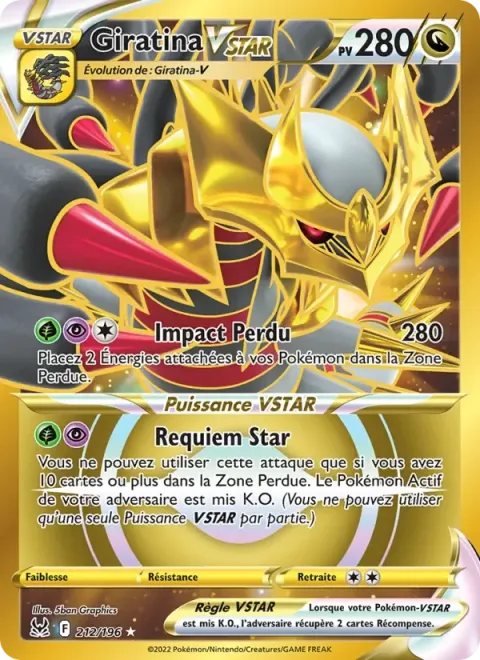 Carte Pokémon Giratina VSTAR 212/196, extension Origine Perdue