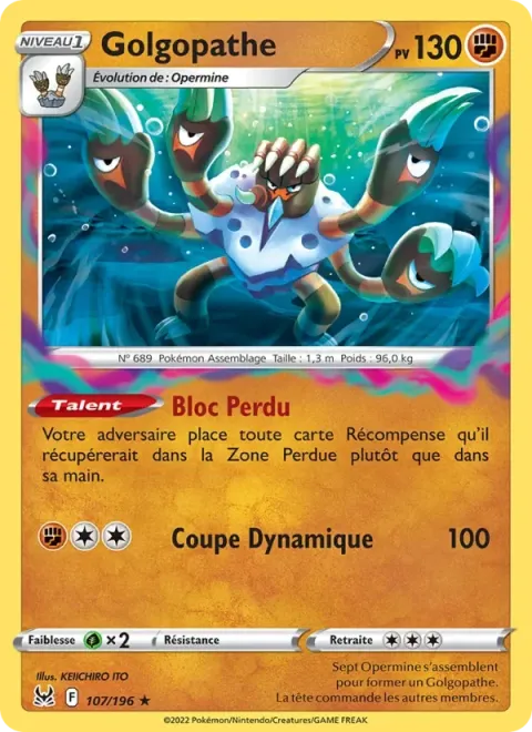 Carte Pokémon Golgopathe 107/196, extension Origine Perdue