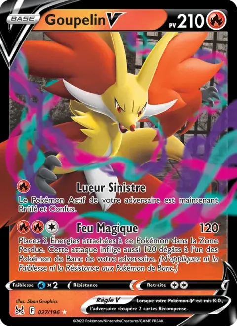 Carte Pokémon Goupelin V 027/196, extension Origine Perdue