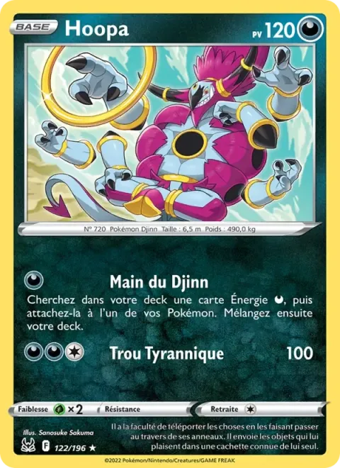 Carte Pokémon Hoopa 122/196, extension Origine Perdue