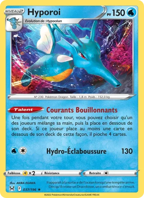 Carte Pokémon Hyporoi 037/196, extension Origine Perdue