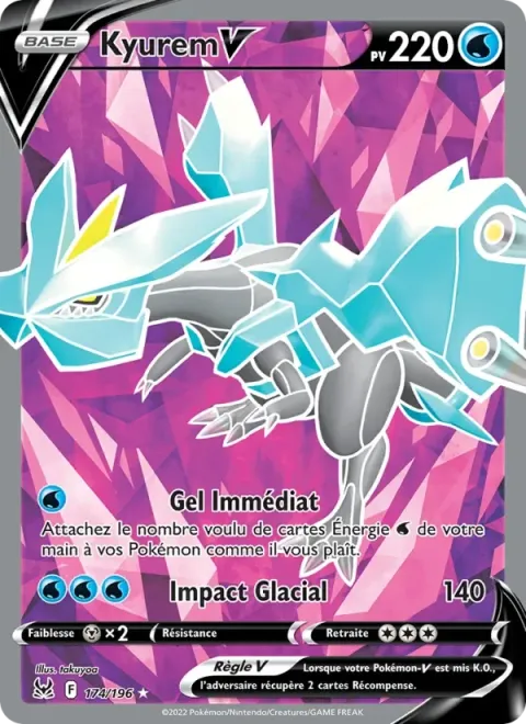 Carte Pokémon Kyurem V 174/196, extension Origine Perdue