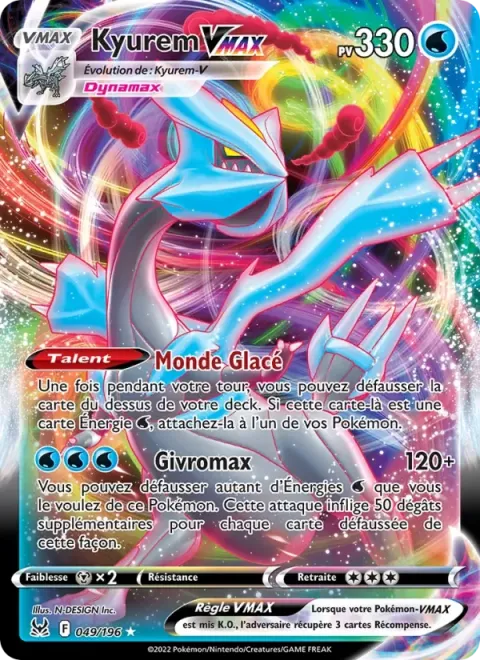 Carte Pokémon Kyurem VMAX 049/196, extension Origine Perdue