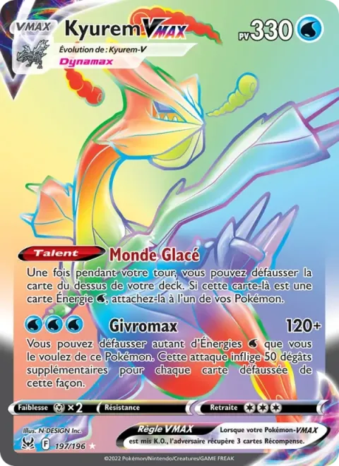 Carte Pokémon Kyurem VMAX 197/196, extension Origine Perdue