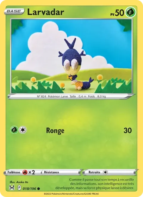 Carte Pokémon Larvadar 018/196, extension Origine Perdue