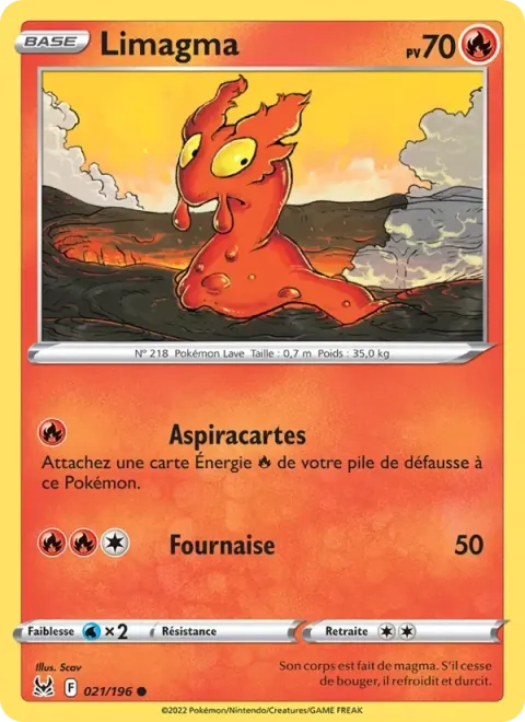Carte Pokémon Limagma 021/196, extension Origine Perdue