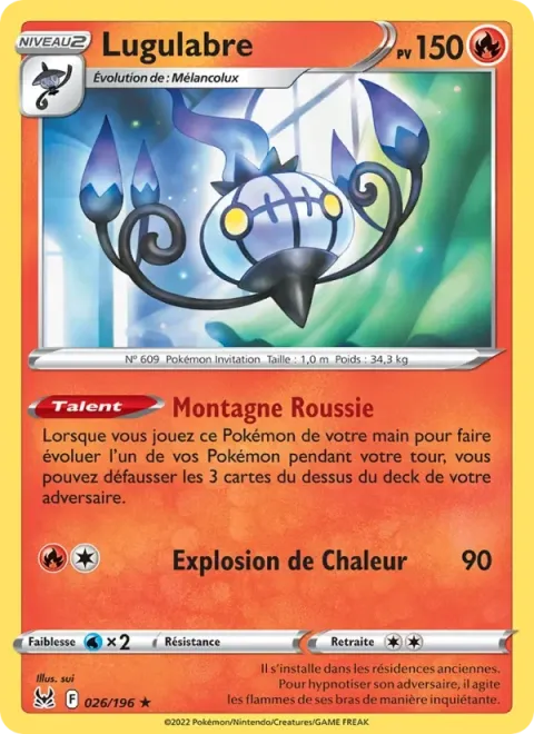 Carte Pokémon Lugulabre 026/196, extension Origine Perdue