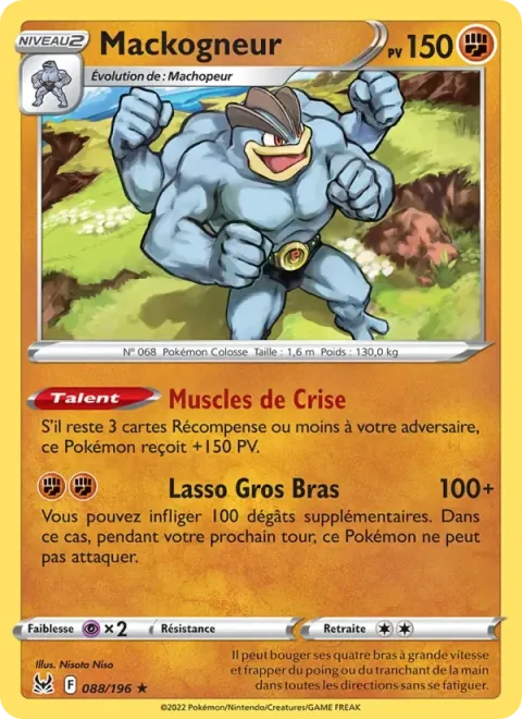 Carte Pokémon Mackogneur 088/196, extension Origine Perdue