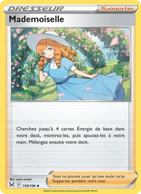 Carte Pokémon Mademoiselle 159/196, extension Origine Perdue