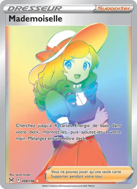 Carte Pokémon Mademoiselle 208/196, extension Origine Perdue
