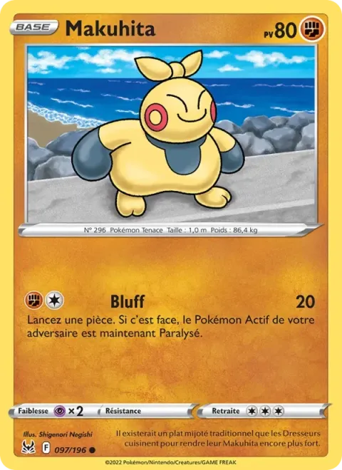 Carte Pokémon Makuhita 097/196, extension Origine Perdue