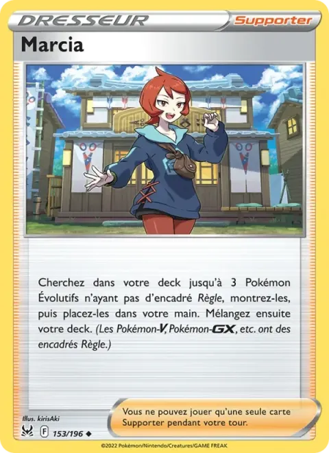 Carte Pokémon Marcia 153/196, extension Origine Perdue