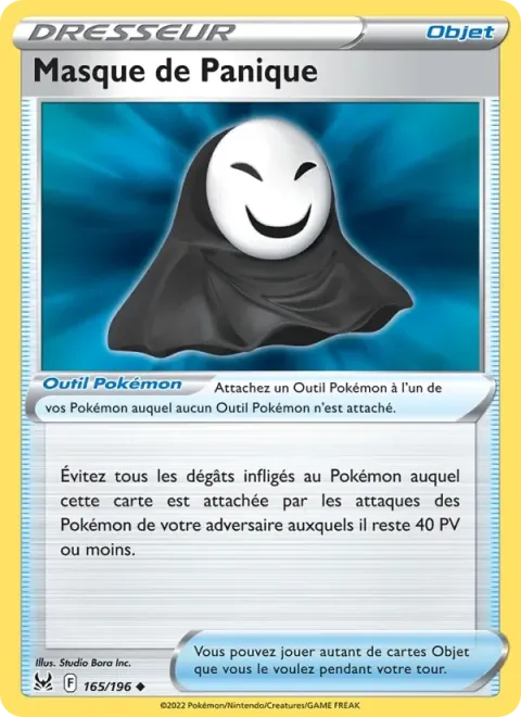 Carte Pokémon Masque de Panique 165/196, extension Origine Perdue
