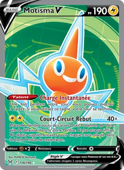 Carte Pokémon Motisma V 176/196, extension Origine Perdue