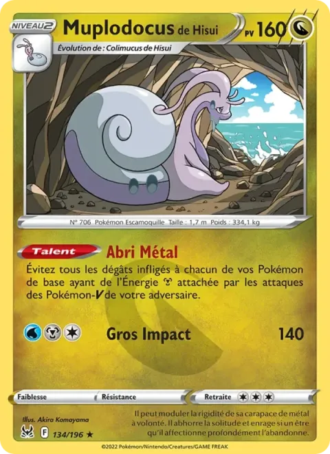 Carte Pokémon Muplodocus de Hisui 134/196, extension Origine Perdue
