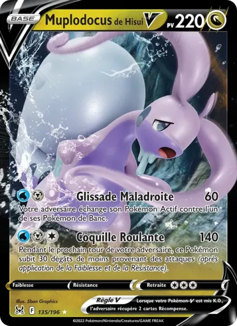 Carte Pokémon Muplodocus de Hisui V 135/196, extension Origine Perdue