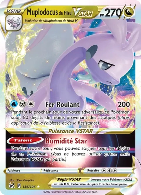 Carte Pokémon Muplodocus de Hisui VSTAR 136/196, extension Origine Perdue