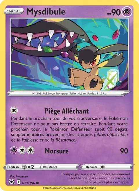 Carte Pokémon Mysdibule 071/196, extension Origine Perdue