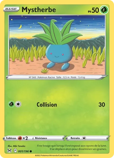 Carte Pokémon Mystherbe 001/196, extension Origine Perdue