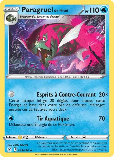 Carte Pokémon Paragruel de Hisui 045/196, extension Origine Perdue