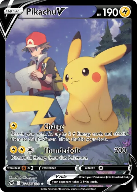Carte Pokémon Pikachu V TG16/TG30, extension Origine Perdue