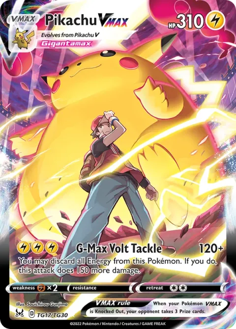 Carte Pokémon Pikachu VMAX TG17/TG30, extension Origine Perdue
