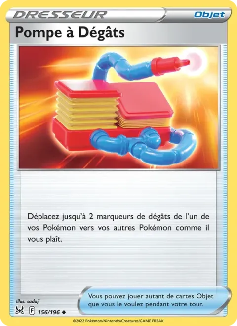 Carte Pokémon Pompe à Dégâts 156/196, extension Origine Perdue