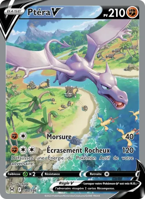 Carte Pokémon Ptéra V 180/196, extension Origine Perdue