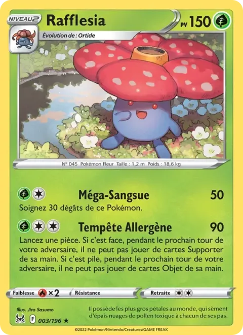 Carte Pokémon Rafflesia 003/196, extension Origine Perdue