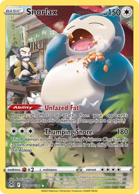 Carte Pokémon Ronflex TG10/TG30, extension Origine Perdue