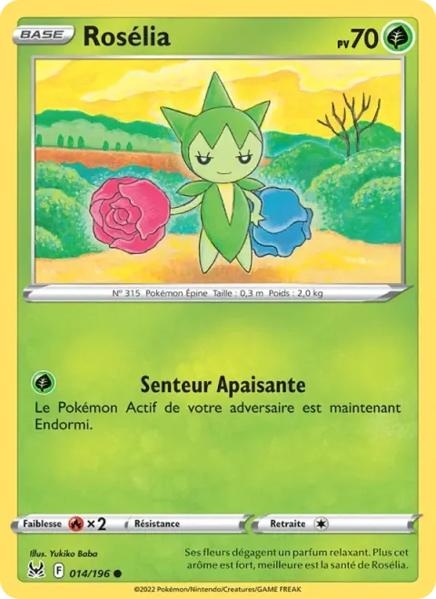 Carte Pokémon Rosélia 014/196, extension Origine Perdue