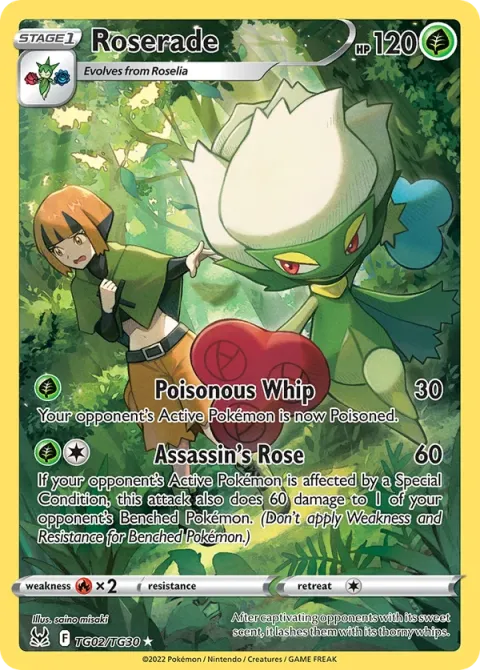 Carte Pokémon Roserade TG02/TG30, extension Origine Perdue
