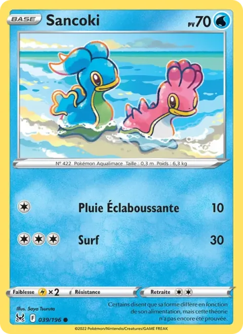 Carte Pokémon Sancoki 039/196, extension Origine Perdue