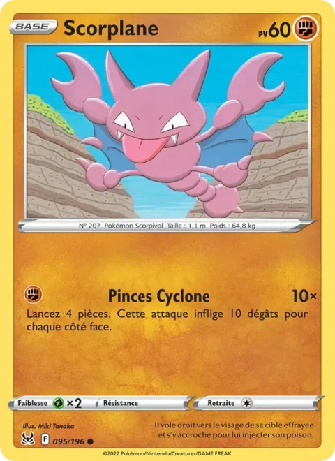 Carte Pokémon Scorplane 095/196, extension Origine Perdue