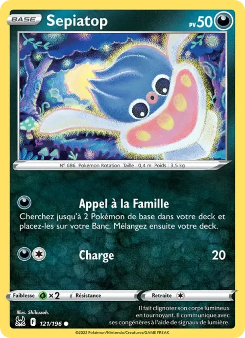 Carte Pokémon Sepiatop 121/196, extension Origine Perdue