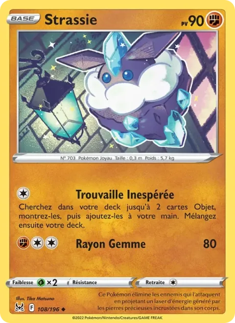 Carte Pokémon Strassie 108/196, extension Origine Perdue