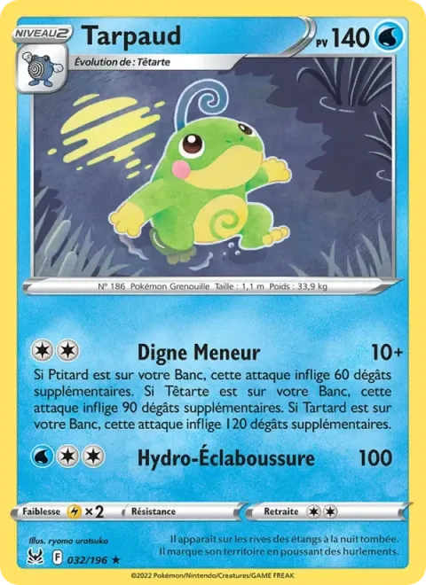 Carte Pokémon Tarpaud 032/196, extension Origine Perdue